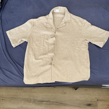 Zara Beige Short-Sleeve Shirt