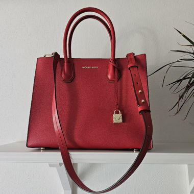 Michael Kors Mercer Tote Bag — Cuir rouge — Neuf