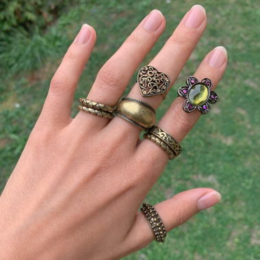 Set di anelli dallo stile vintage dorato