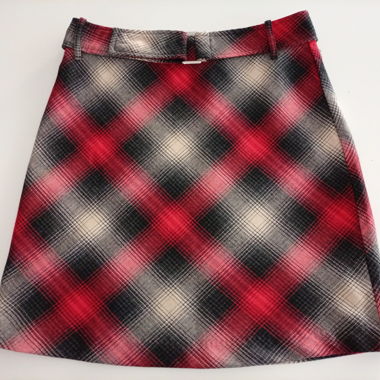 Street One, red tartan wool blend skirt with belt