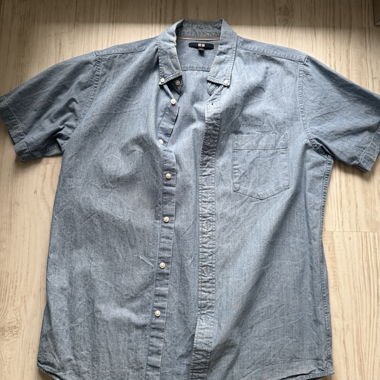 Chemise Oxford Uniqlo Bleu Clair Taille L Manches Courtes