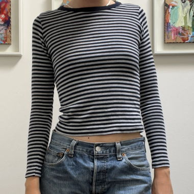 Blau-Grau gestreifter Longsleeve