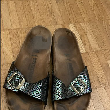 Birkenstock Pantoletten MADRID Shiny blau-metallic