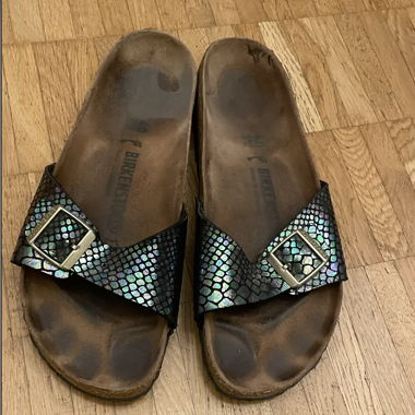 Birkenstock Pantoletten MADRID Shiny blau-metallic