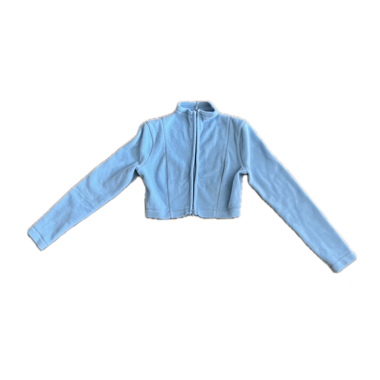 Sweat à capuche zippé court en polaire bleu clair Y2K