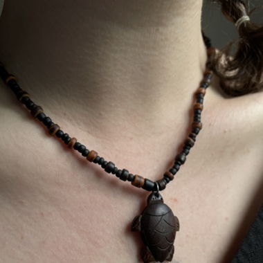 wooden turtle necklace