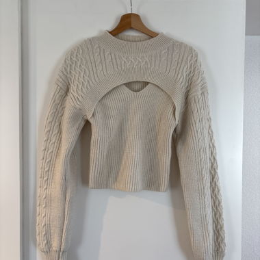 Beige Cable Knit Sweater