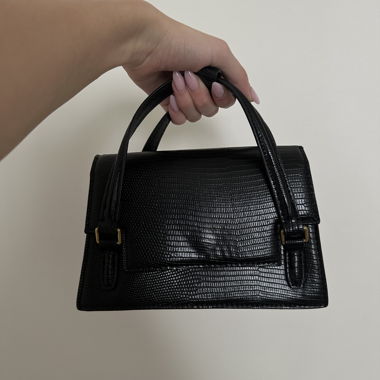 Mini-sac noir ZARA en faux crocodile