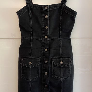 Robe à bretelles en denim noire