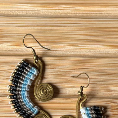 Brass Earrings with Ombre Macrame
