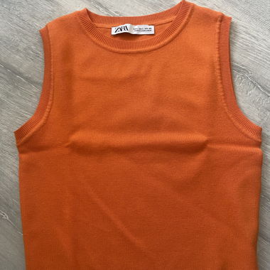 Crop top in maglia Zara arancione