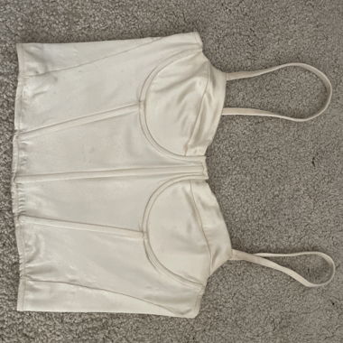 white crop-top corset