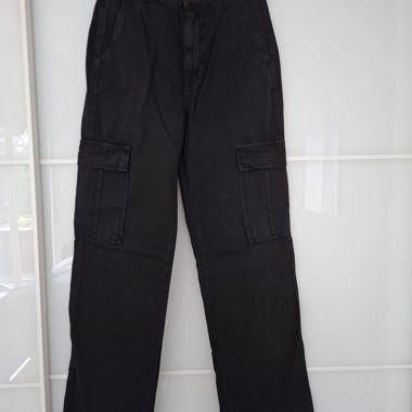 Black fabric trousers