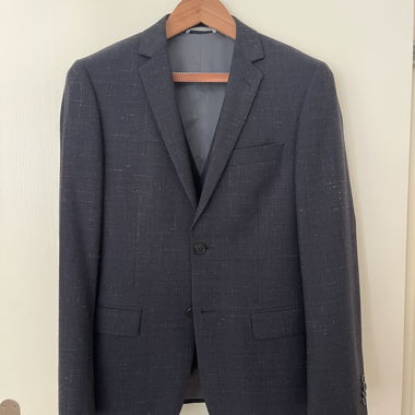 Dark Navy Wool Suit Jacket and Waistcoat