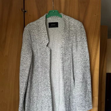 Weiß Schwarz Gemusterter Strick Long Cardigan