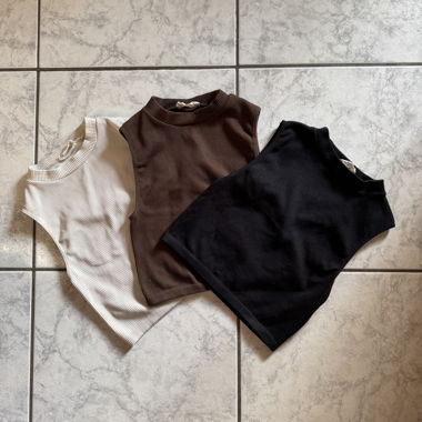 Trio de tops côtelés