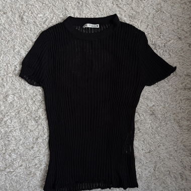 T-shirt côtelé noir