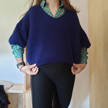 Pull bleu oversize sans manche