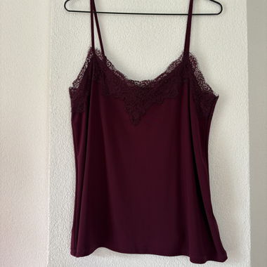 Canotta in pizzo bordeaux