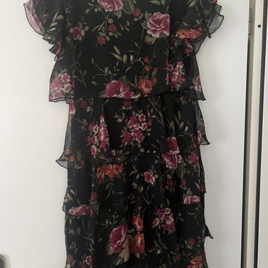 Robe en mousseline de soie à fleurs avec volants ANTEA T. 40