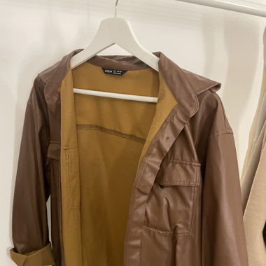 Brauner Kunstlederjacke