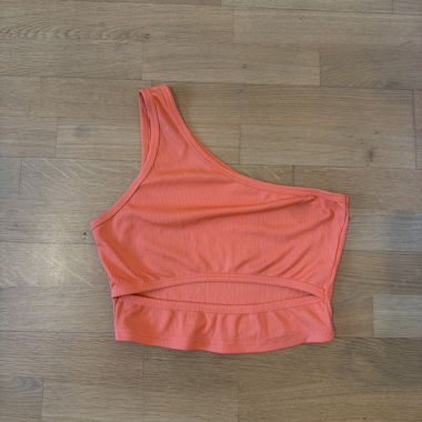 Top asimmetrico a coste arancione