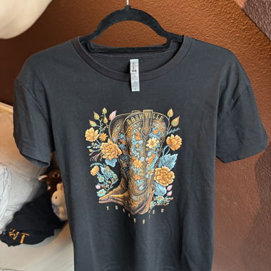 T-shirt Nashville nero - Stivali/Fiori