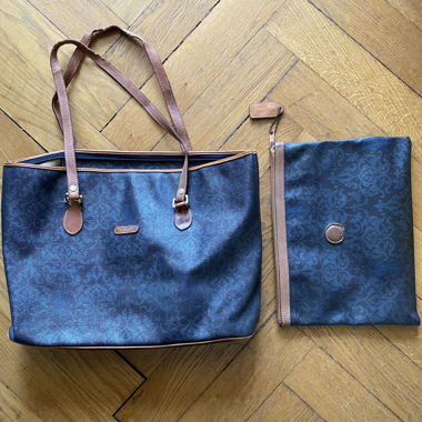 Blue i santi tote bag with pouch