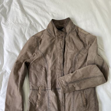brown leather jacket