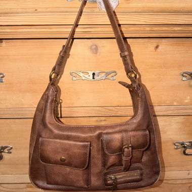 Borsa a tracolla in pelle marrone