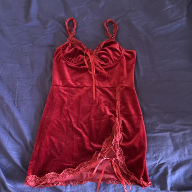 Red velvet lingerie slip
