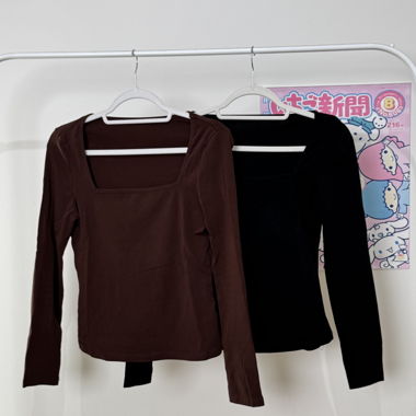 2er-Pack Langarmshirt mit eckigem Ausschnitt