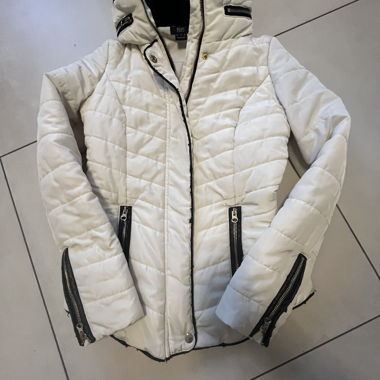 White hooded puffer jacket