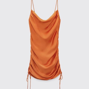 Orange Dress with Ruching