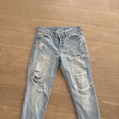 Long Blue Jeans with Holes