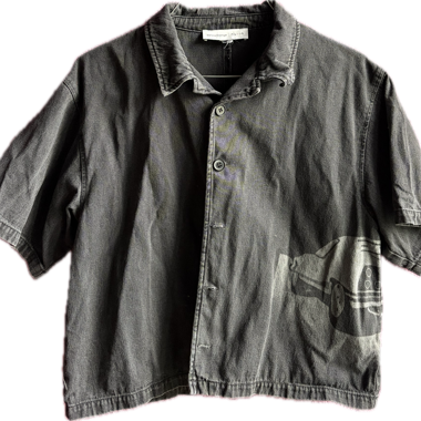 Camicia corta nera a maniche corte