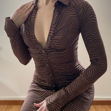 Brown Printed Dress