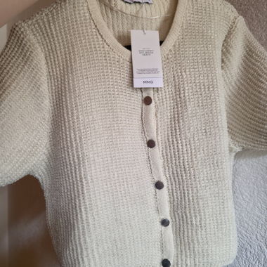 Cardigan in maglia a maniche corte MNG crema S