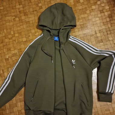 Felpa con Cappuccio Adidas Verde Oliva Taglia S