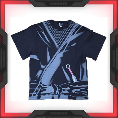 Schwarzes Anime T-Shirt mit Ninja-Print