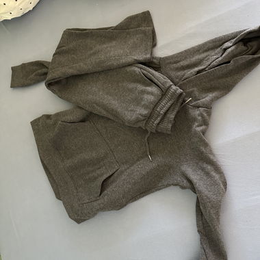 Grey hoodie with jogging bottoms