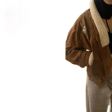 real leather puffy jacket