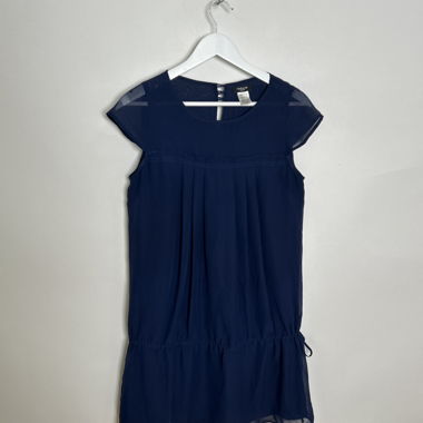 Navy Blue Chiffon Dress