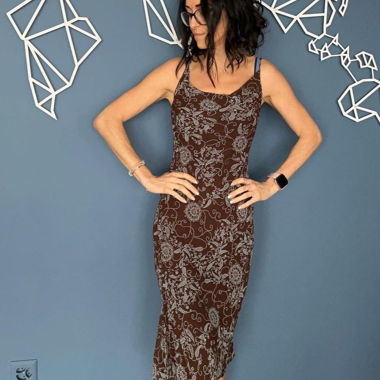 Abito Boho lungo con motivo marrone