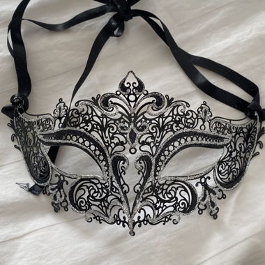Elegant Black and Silver Venetian Mask