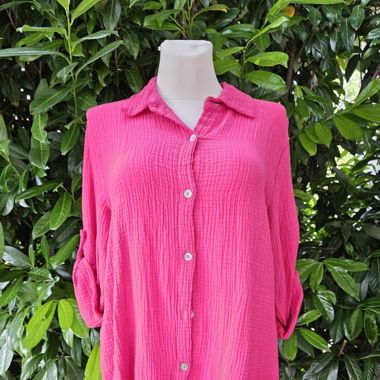 Musselinbluse in Fuchsia