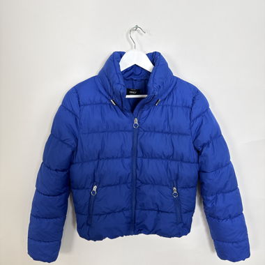 Blue puffer jacket