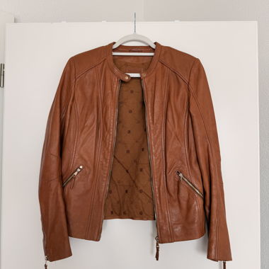 Giacca in pelle genuina marrone