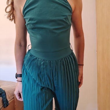 Combi-pantalon plissé turquoise