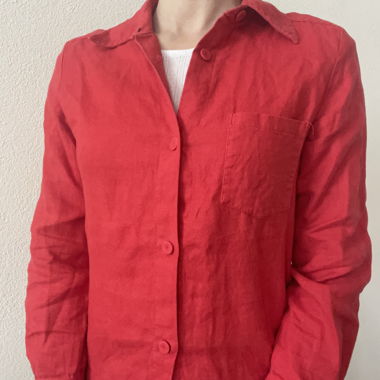 MNG Red Linen Shirt-Jacket